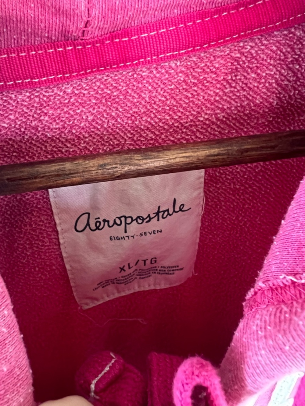 Vintage Aeropostale AERO 1987 Hoodie XL Pink Y2K Pullover Sweatshirt - Picture 4 of 6
